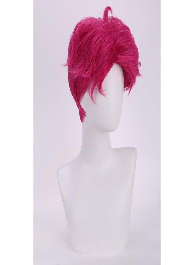 MAGQOO Boy Hot Pink Wig Men Short Straight Fluffy Hot Pink Wig Cartoon Movie Halloween Cosplay Costume Animie Wigs - Image 3